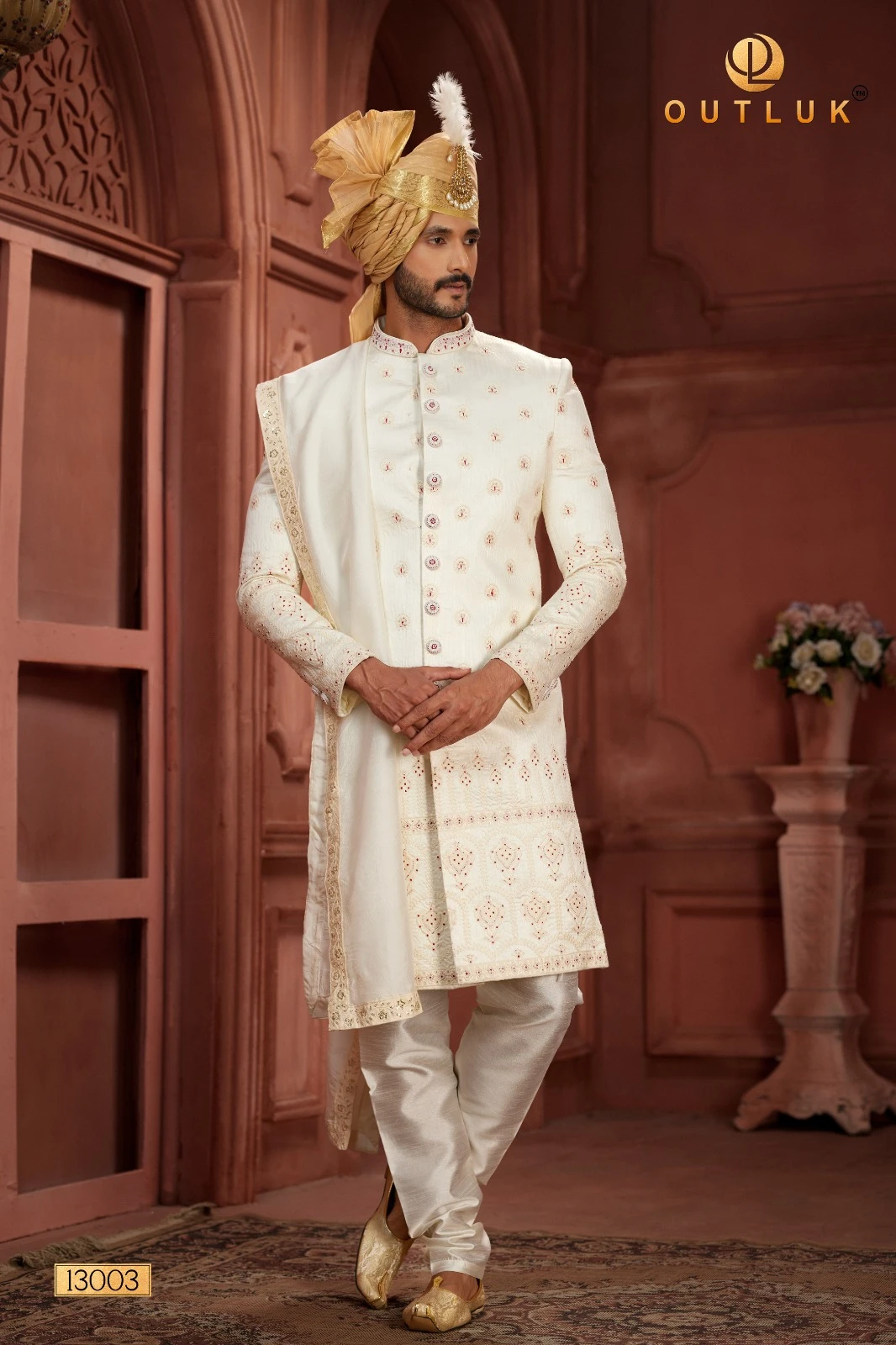 Outluk Wedding Sherwani Vol 13 Pure Silk Wholesale Handwork Sherwani Collection Catalog — Singles, MPA wholesale from Surat - Gallery Image 13